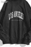 Y2K Loose Letter Hoodies Women Casual Long Sleeve O Neck Pullover Tops Korean Fashion Streetwear Oversized