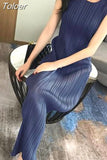 Dresses for Women Sleeveless Pleated Temperament Robe Femme 2023 Vestidos De Mujer Casual Casual Summer Korean Dress