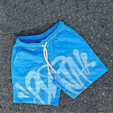 Letter Print Loose Short-Sleeved Top Street Hip-Hop Men And Women T-Shirt Shorts
