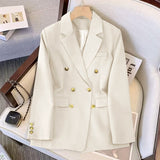 Toloer Suit Female 2024 Spring And Autumn New Khaki Loose Show Thin Suit Jacket Casual Wide-Leg Pants Two-Piece Set-Outfit