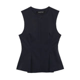 Women's New Round-Neck Body Decoration Niche Design Feel Sleeveless T