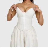 Temperament Solid Color Girded Waist Gathering Chest Design Sense Fish Bone Small Vest Female
