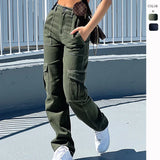 Autumn And Winter New Women's Pants Personality Fashion Splicing Straight Tube Multi-Pocket Work