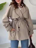 Women's Long-Sleeved Solid Color Tie Button