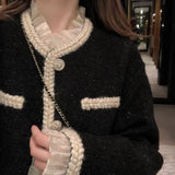 Lace Bright Tweed Female Coat Women Spring Jacket Autumn Outerwear Coats Channel Style Za Suit Cropped Stripeed