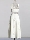 Toloer Retro Wind 2024 Summer New Sling With Three-Dimensional Flower Splicing Sling With High Waist In The Long Half Skirt Suit Female-Outfit