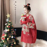 Women's Christmas Thickened Knitting Warm Imitation Mink Snowflake Loose Casual Fashion Pullovers Ladies