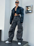 Toloer New 2024 Stylish High-Waist Straight Leg Loose Casual Denim Wide-Leg Pants-Outfit