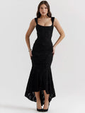 Lace Textured Strap Wrap Midi Dress-Outfit