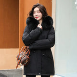 Send To Overcome The New 2024 Long Temperament Cotton-Padded Jacket Small Winter Velvet And Thick Large Cotton-Padded Clothes Tide-Outfit