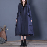 2024 Spring And Autumn Lazy Wind Pure Color Hoodie Loose Show Thin Long Windbreaker Trendy British Wind Coat Female-Outfit