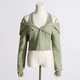 Toloer New Fashion Personality Women's Short Hoodie Design Sense Bundle Waist Show Thin Hoodie Hoodie Female Autumn Korean Version-Outfit