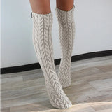 Toloer Twist In The Tube Knitting Pile Pile Socks Women's Solid Color Knit Wool Socks 2299-Outfit
