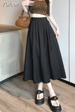 Fashion High Waist A-line Skirt Casual Elegant Summer All-match Basic Soft Casual Korean Style Design Retro