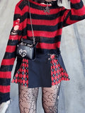Distressed Striped Crop Sweater-Outfit