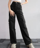 Three-dimensional Pocket Trousers Tight Waist
