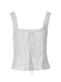 Square Neck Embroidery Cutout Cami Top-Outfit