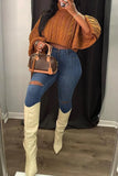 ChocoMist Tops Knot Design Solid Rib-Knit