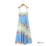 Long French Retro Oil Painting Wind-Daughted Sling Skirt Dress Dress Dress Dress
