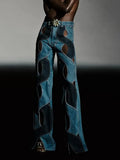 Toloer Wind Design Sense Straight Pants 2024 Spring And Autumn New Fashion Hollow Out Color Twist Jeans Female-Outfit