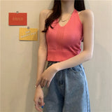 Club Bundy Sling Female Summer New Solid Color Hanging Neck Vest Hottie Style Sexy Short V Sleeveless