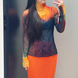 Folds Folds Fluorosclums Folded High-Necked Long Sleeves At The Bottom Of The Autumn New Fashion Wilight