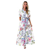 Women's Explosive Cotton Flowers Printed With Short-Sleeved Dress