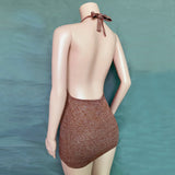 Explosion Women's Vacation Swimwear Sexy Bag With Naked Back Sling Sweater Knitted