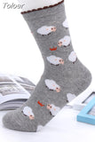 Spring Autumn New Casual Korean Style Women Animal Cute Kawaii Cartoon Sheep Cotton Tide Short Socks Yellow