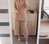 2022 New Autumn Winter Women's Pant Suit Double Breasted Notched Blazer Jacket & Pant Office Wear Women Suit Female