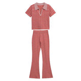 POLO Shirt With Striped Horn Pants Summer New Knitting Suit
