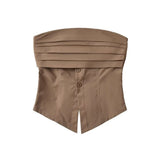Trendy Women's Dress Spicy Girls Design Sense To Wear A Retro Sleeveless Blouse With A Solid Color Waist-Fitting Girdle And Waist.-Outfit
