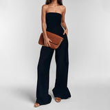 2025 New Women's Sleeveless Sexy Solid-Colored Broad-Legged Trousers