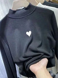 Toloer Waxy Elastic Double-Sided German Velvet Bottom Shirt Female Slim Slim Love Half High Collar With Long-Sleeved T Shirt Jacket