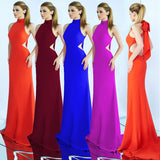New Season Creative Women's Dress Hanging Neck Tie Temperament Long Dress Women's Evening Dress-Outfit