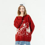 Christmas Bear Concert Embroidery Sweater Harajuku Retro Style Knitted Sweater Autumn And Winter Cotton Pullover