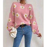 Toloer And Winter New Women's Fashion Sweater Long Sleeve Loose Knit Jumper Round Collar Small Autumn Chrysanthemum Women's Type