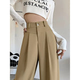 Toloer Figure Black Wide Leg Pants Female Autumn High Waist Down Narrow Version Small Thin Loose Blasuit Pants-Outfit