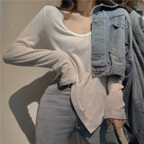 Toloer Female Slim Sexy Low Collar White Foreign Style Long Sleeves With Bottom Shirt 2024 Autumn New Slim