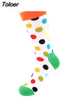 Classic Colorful Dot Printed Happy Socks Men Casual Combed Cotton Harajuku Socks Funny Crew Socks For