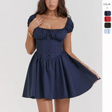 And Summer New Sweet And Spicy Women Decorate Hottie Small Dress Bubble Sleeve Square Dress Dress Women