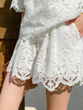 Name Maid Small Fragrant Suit Female Hollow Embroidery Top + Shorts Casual Set Shenzhen South Oil Women's