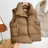 Autumn And Winter Cotton Vest Korean Version Small Fragrant Wind Collar New Sleeveless Cotton Jacket Vest Wear Horse Jacket Tide-Outfit