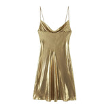 Women's Clothing 2025 Winter New Fashion Banquet Bright Metal Collar Short Sling