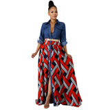 Spring Summer New Women's Dress Denim Woven Stripe Print