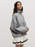 Hoodie 2024 Autumn Winter Female Neutral Fashion Street Trend Loose Lapel Zipper Hoodie-Outfit