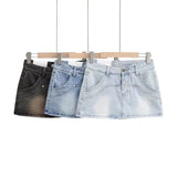 Cowboy Girl Retro High Waist Slimming Hip Women's Long Culottes Denim