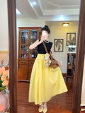 High-Waisted Half-Dress Woman's Summer Thin A-Dress Loose Waist-Hanging Long Umbrella