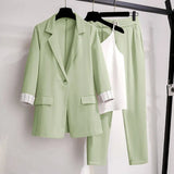 Toloer / Large Size Women's 200 Jin Fat Sister Autumn Suit Female Casual Suit Jacket Loose Thin Two Sets-Outfit