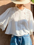 Spring And Summer Design Small Shirt South French Holiday Style White Top Women's Sleeve Shenzhen South Oil Women's